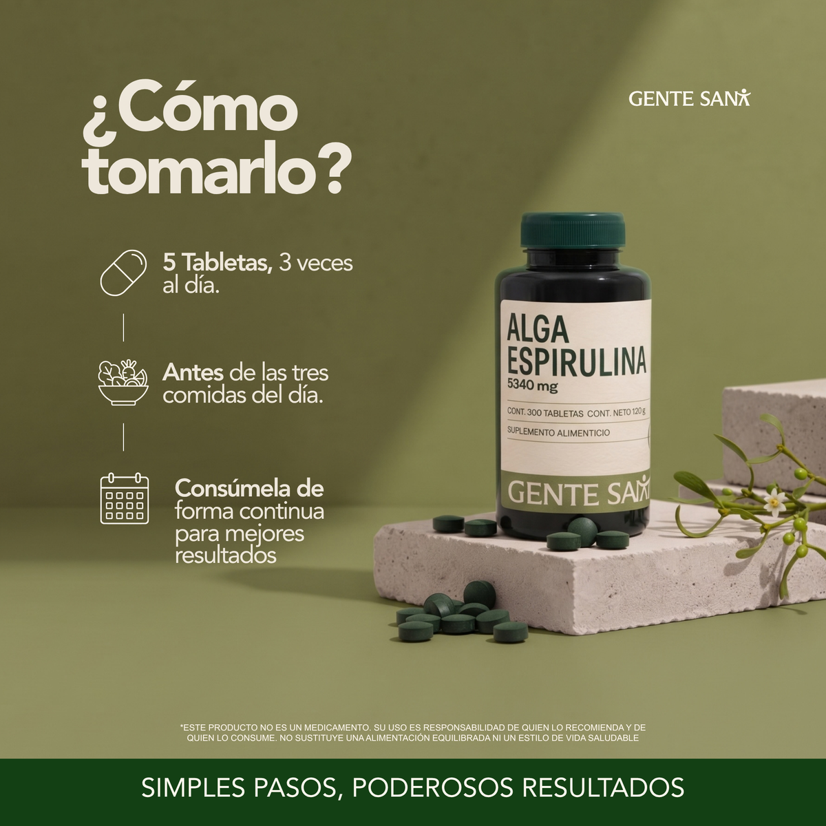 ALGA SPIRULINA 600 MG 300 TABLETAS