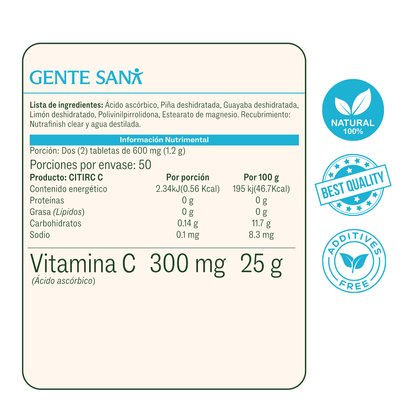 Citric C 600mg 100 tabletas