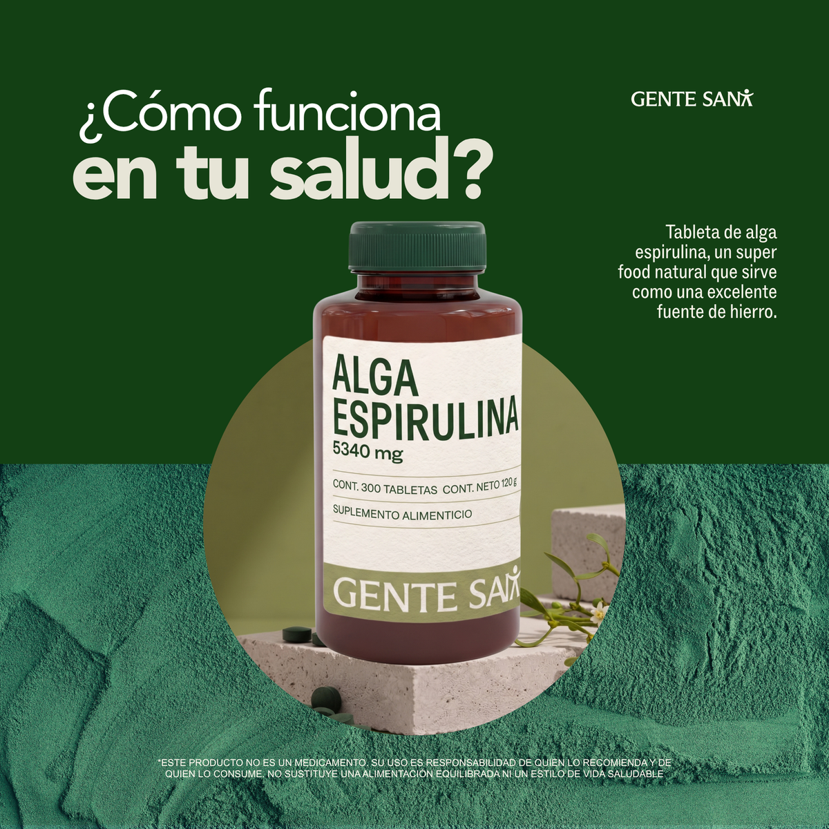 ALGA SPIRULINA 600 MG 300 TABLETAS